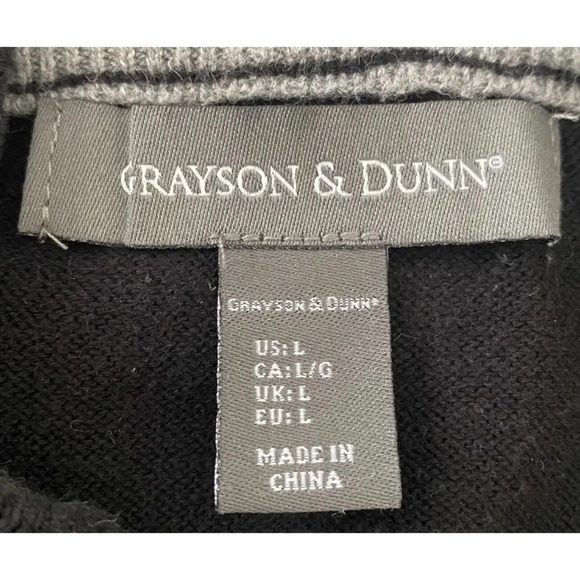 Grayson & Dunn Black Cotton Mock Neck 1/4 Button Sweater Mens Size Large (865) - Picture 3 of 4